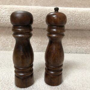 Wooden Salt and Pepper Shakers  Napkin Rings Plus Basket To Carry Siler To Patio